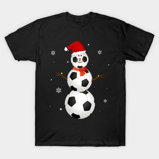 Soccer Santa Hat Snowman Christmas Lights Funny Xmas Squad T-Shirt